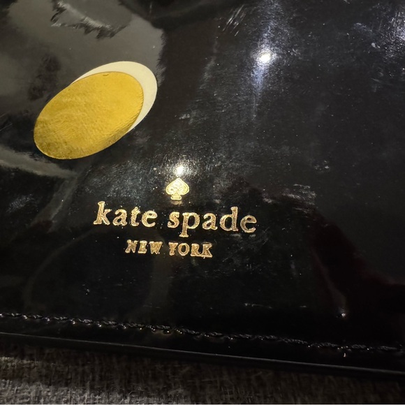 Kate Spade New York Pencil Pouch Black/Gold Patent Leather Scatter Dot + BONUS - Picture 3 of 6